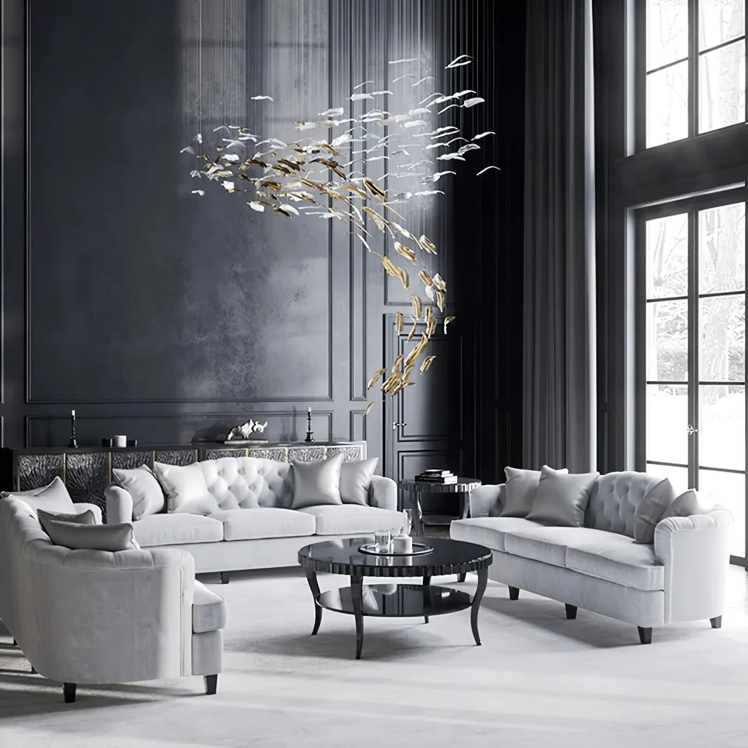 Illuminate Your Space with the Elegance of the Glass Feathers Chandelier