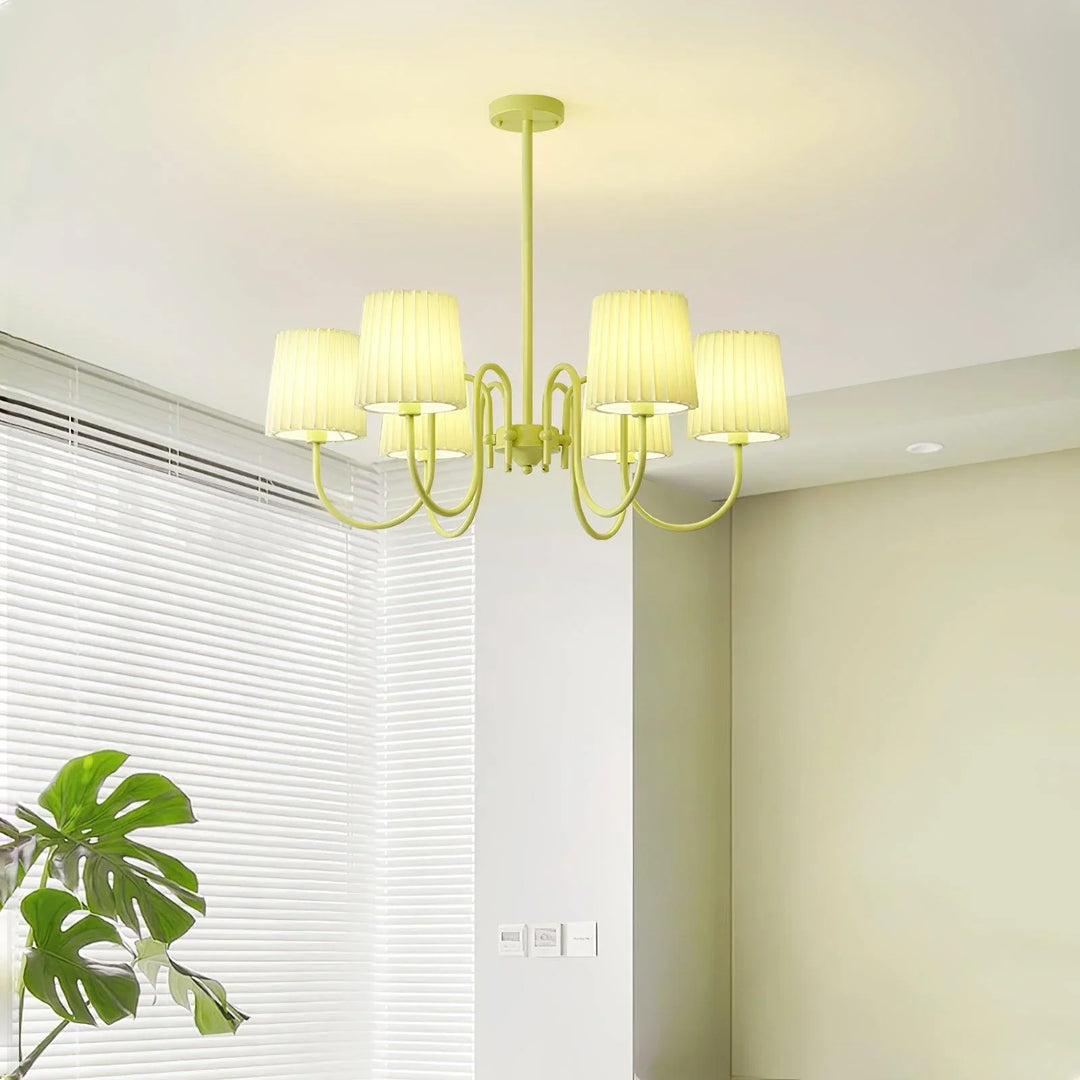 The Elegant Charm of Matcha Green: Pleated Fabric Chandelier, the Perfect Accent for Elevating Your Home Decor