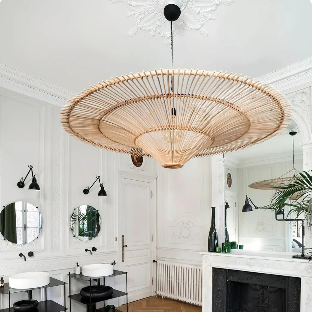 Transform Your Space with the Troy Bamboo Umbrella Shaped Chandelier