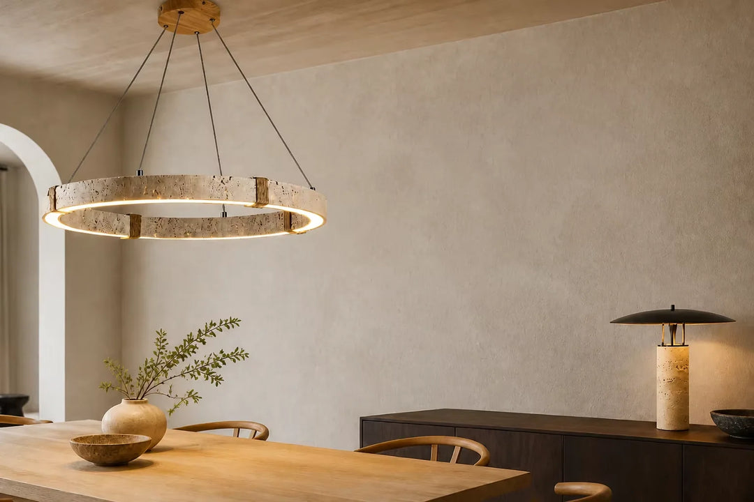 Travertine Lighting: Sizing, Porosity & Care Guide for Organic Modern Interiors