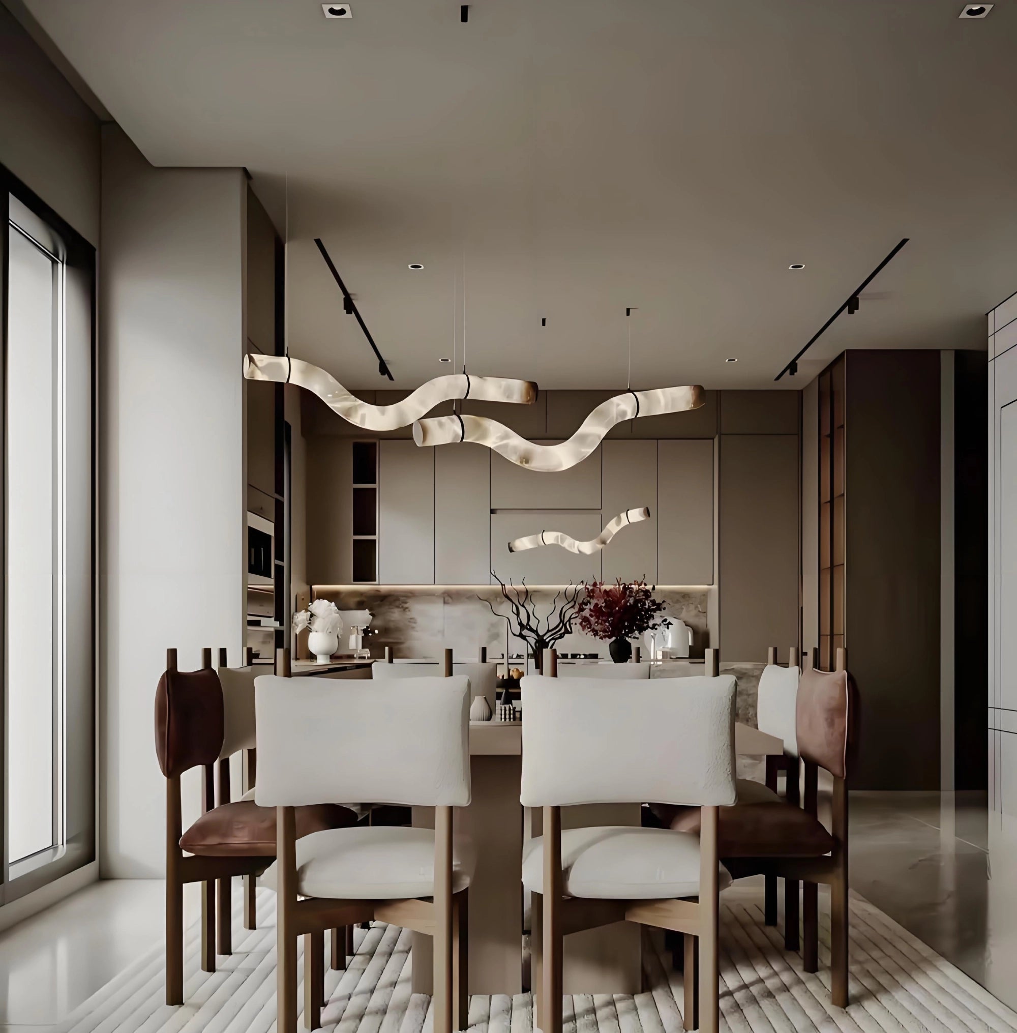 3_Alabaster_Pendant_Lights_Decorates_a_modern_living_room