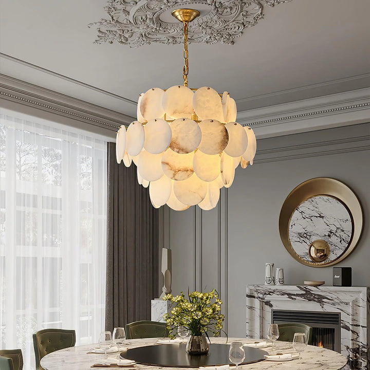 Alabaster Shell Brass Chandelier 10