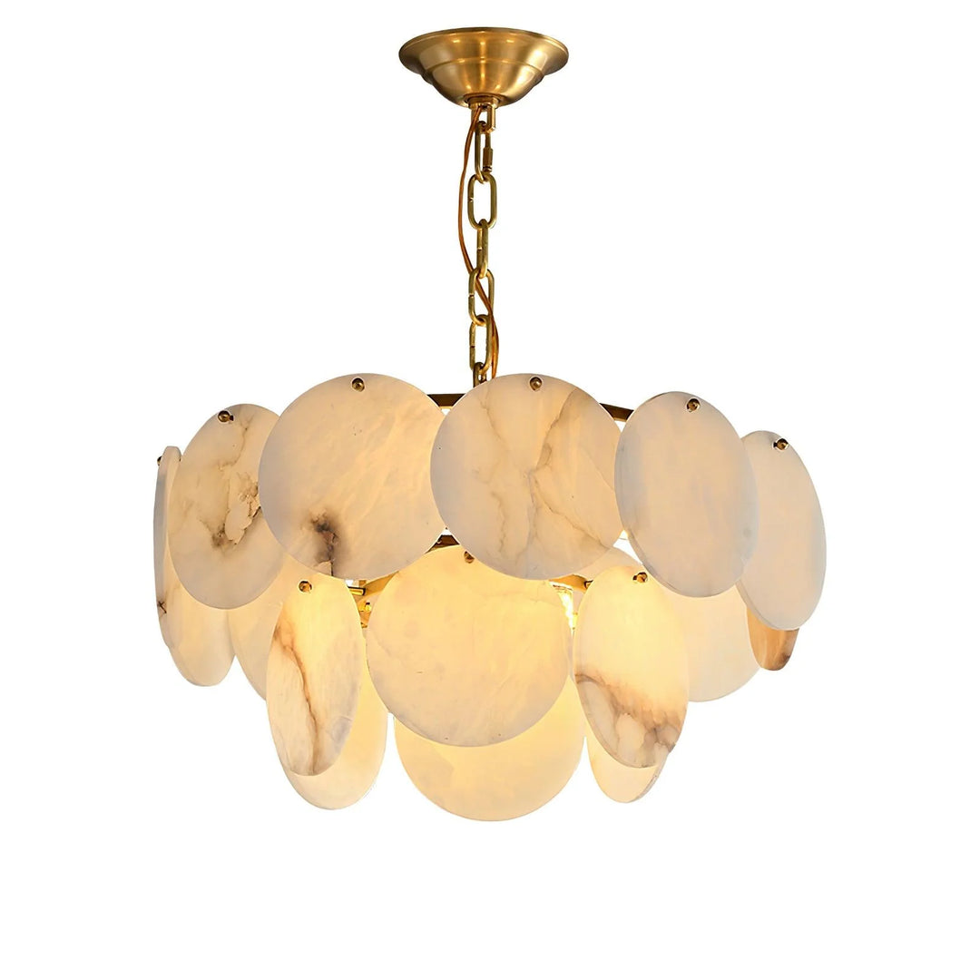 Alabaster Shell Brass Chandelier 14