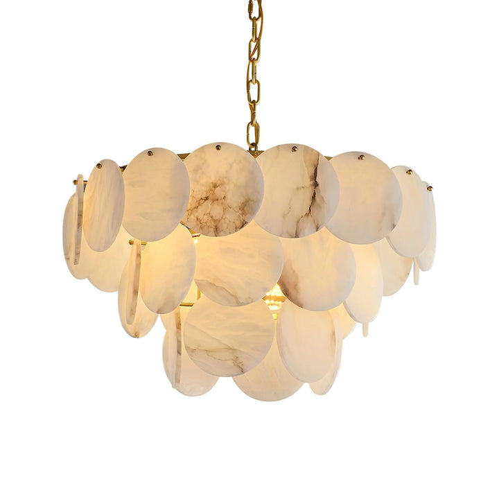 Alabaster Shell Brass Chandelier 15