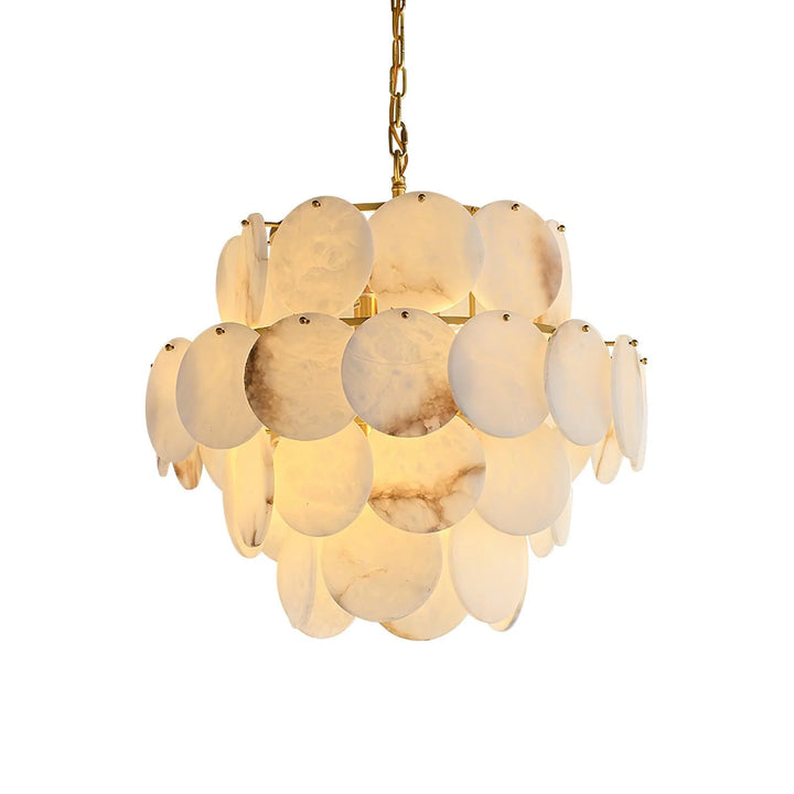 Alabaster Shell Brass Chandelier 16