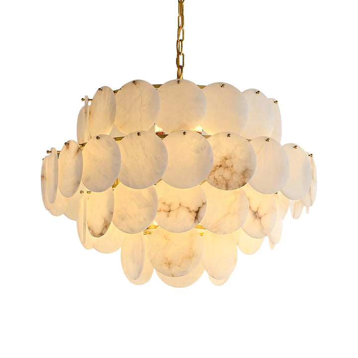 Alabaster Shell Brass Chandelier 17