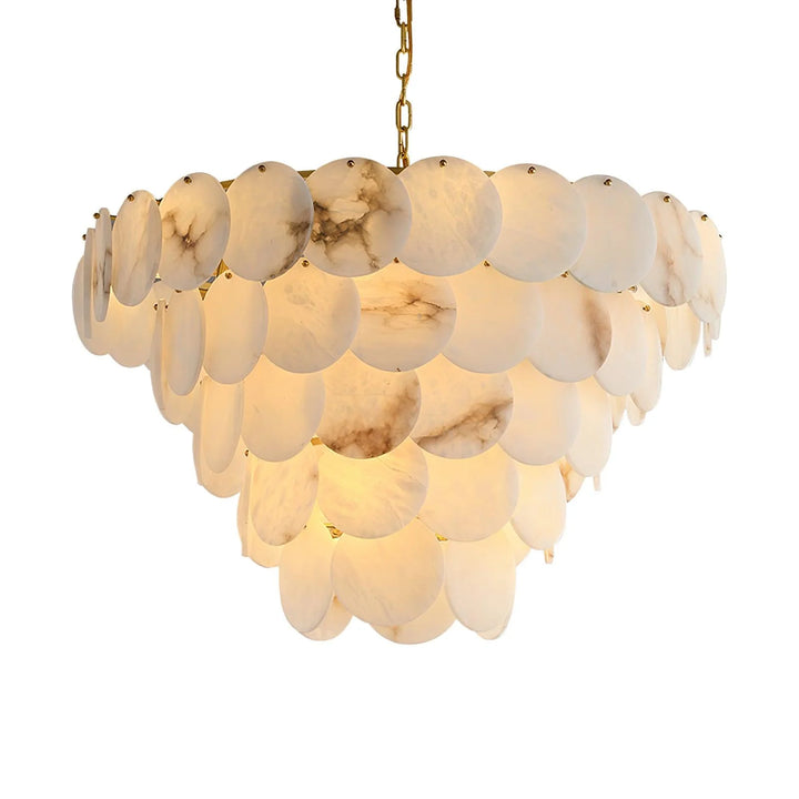 Alabaster Shell Brass Chandelier 18