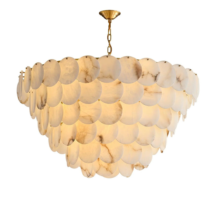 Alabaster Shell Brass Chandelier 19