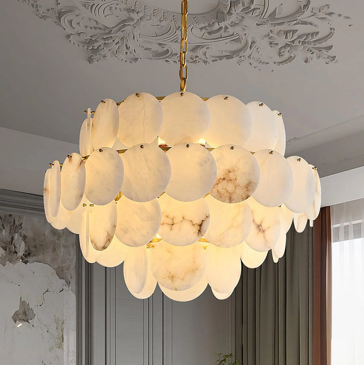 Alabaster Shell Brass Chandelier 5