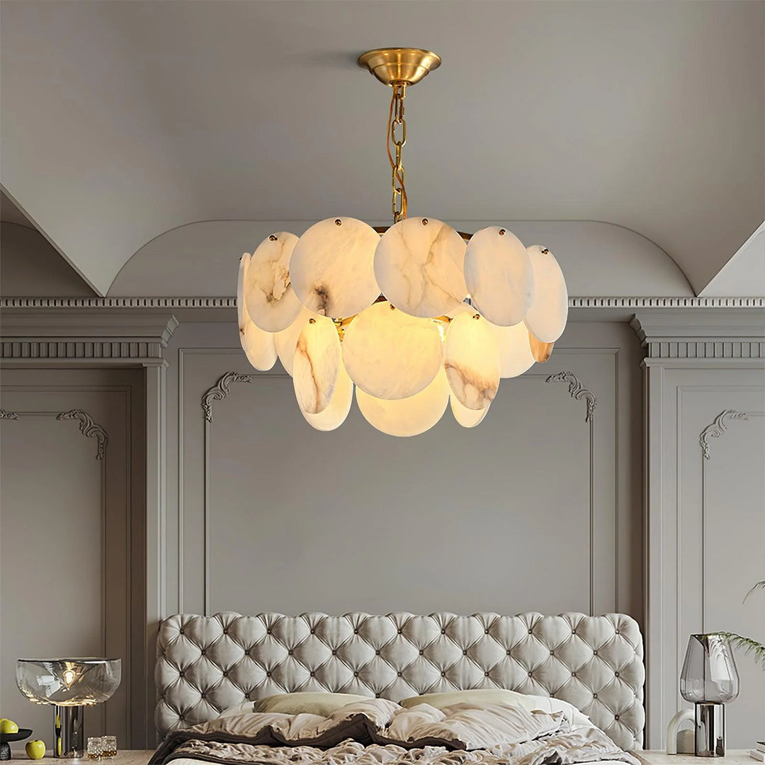 Alabaster Shell Brass Chandelier 8