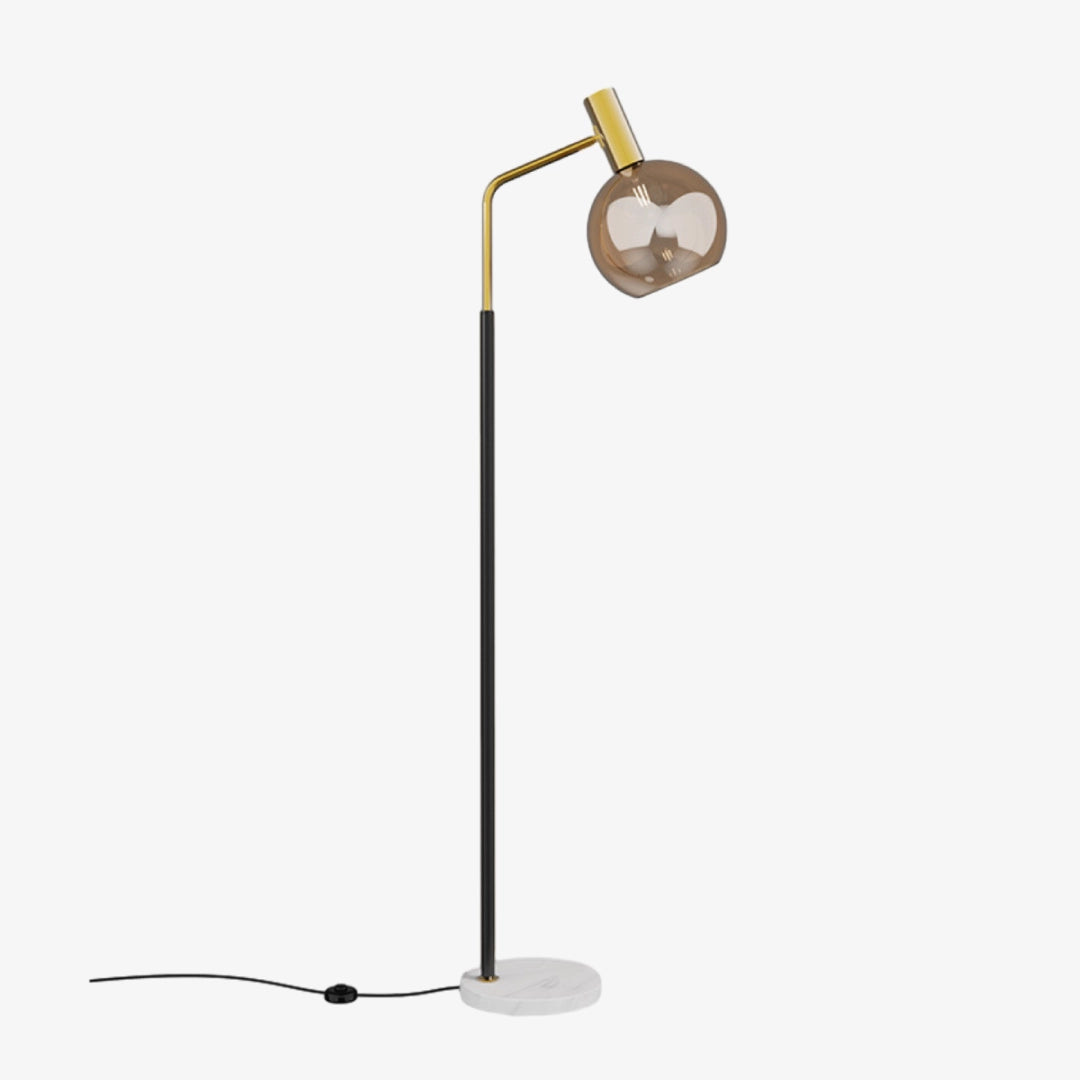 Amber Glass Floor Lamp Black