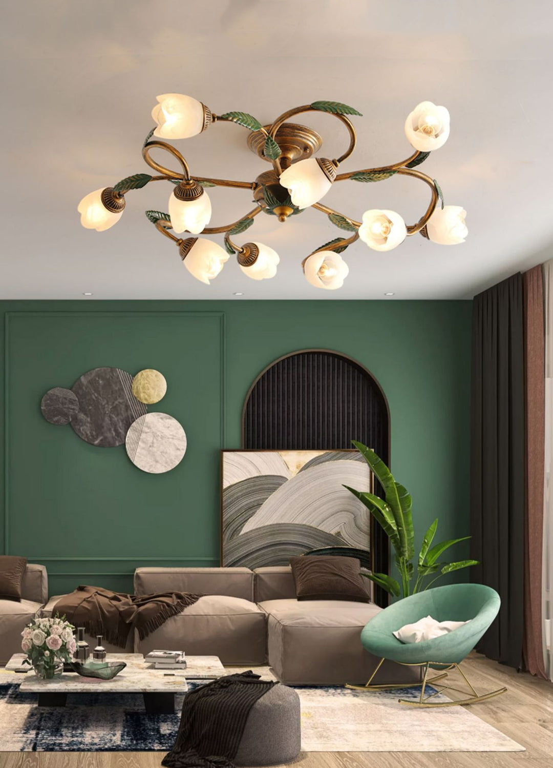 Americanstyle Flower Ceiling Lamp_6