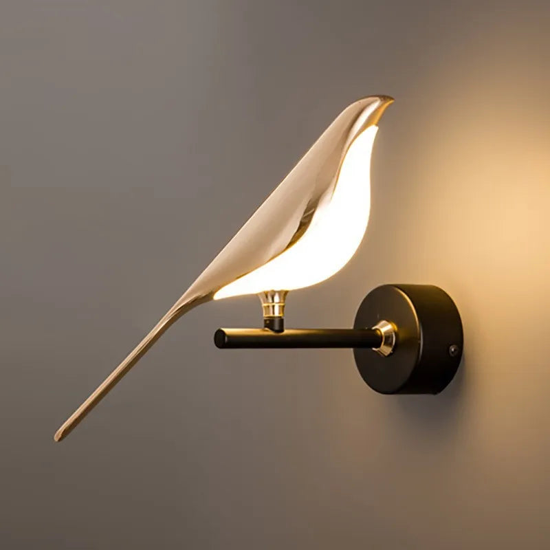 Bird wall lamp is in the bedroom