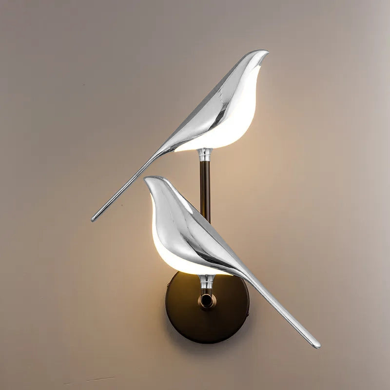 Bird wall lamp silver B