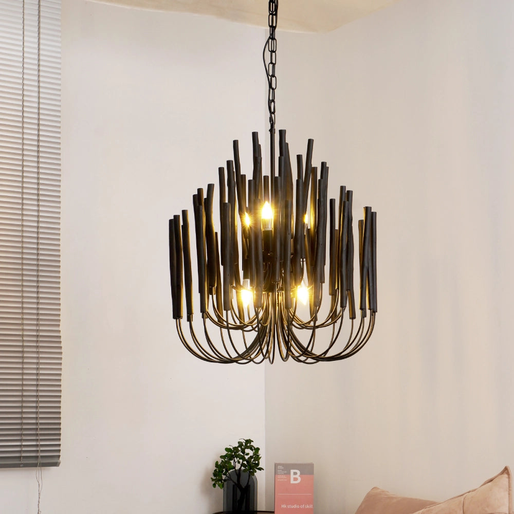 Black swinton wood chandelier