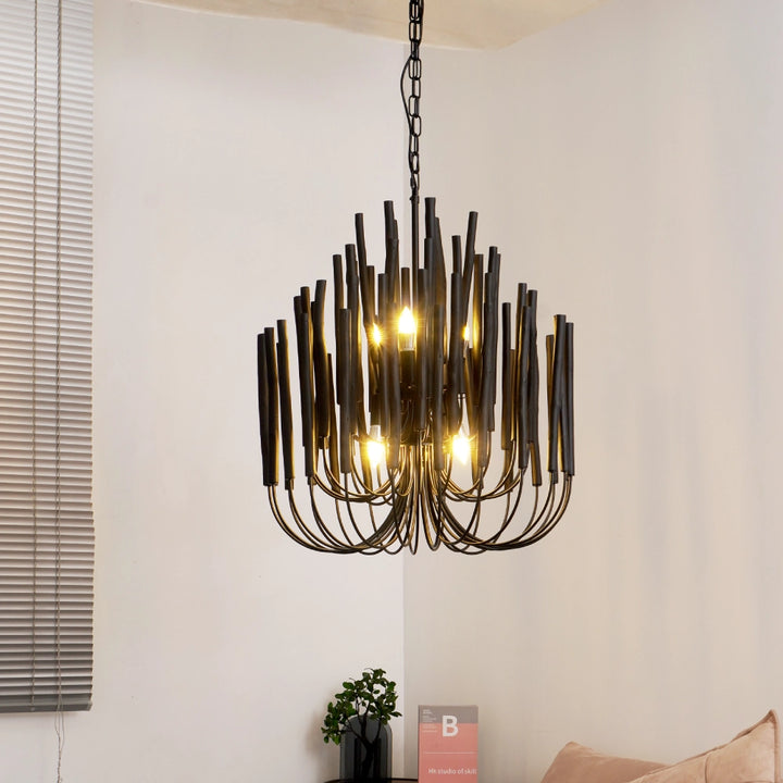 Black swinton wood chandelier