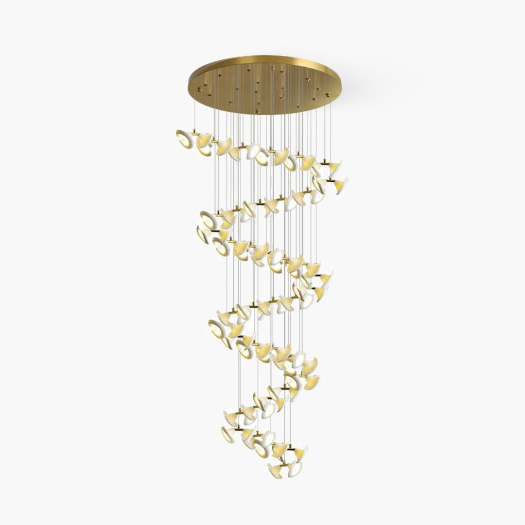Blossom Double Horn Chandelier with curved decorative forms