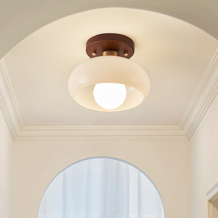 Boris Wood Ceiling Lamp in the entry