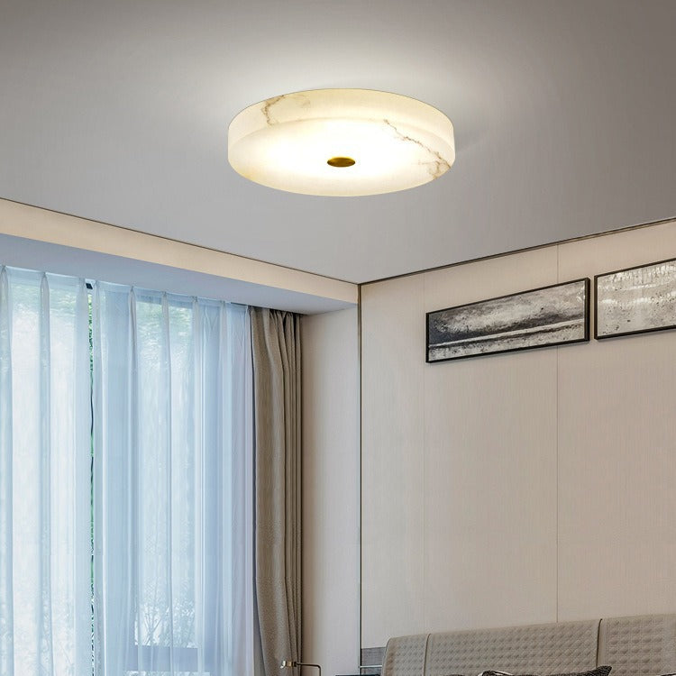 Circle Alabaster Ceiling Lamp in flat