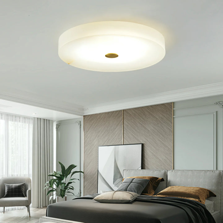 Circle Alabaster Ceiling Lamp in living room