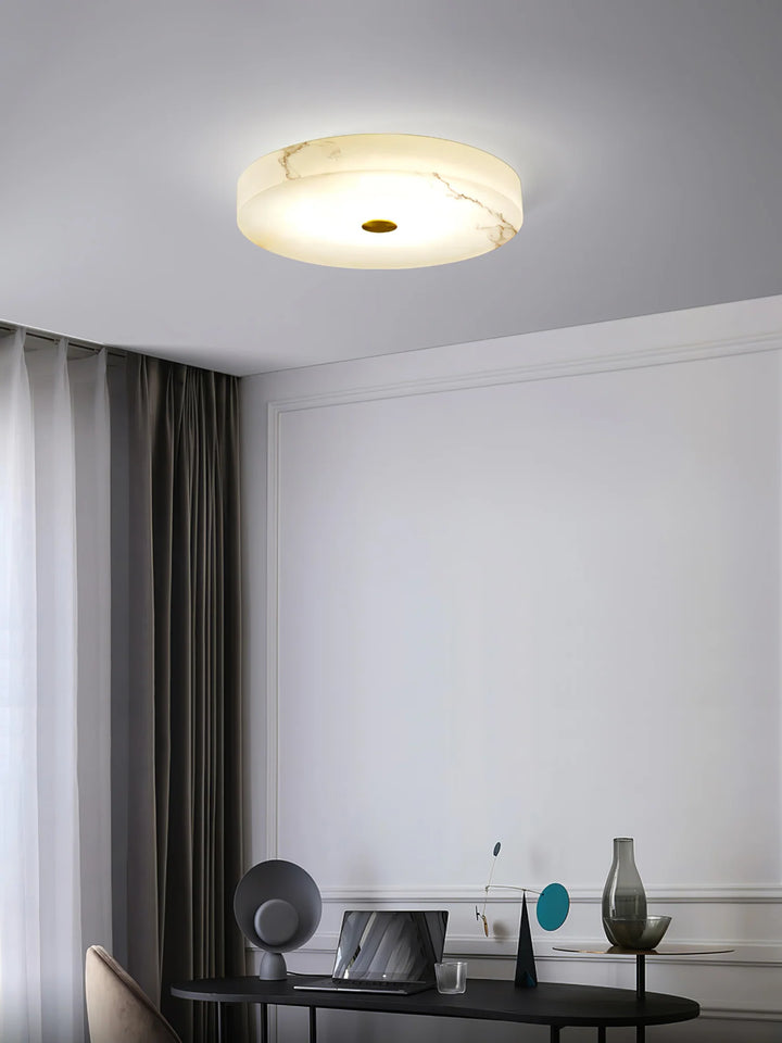 Circle Alabaster Ceiling Lamp in lounge