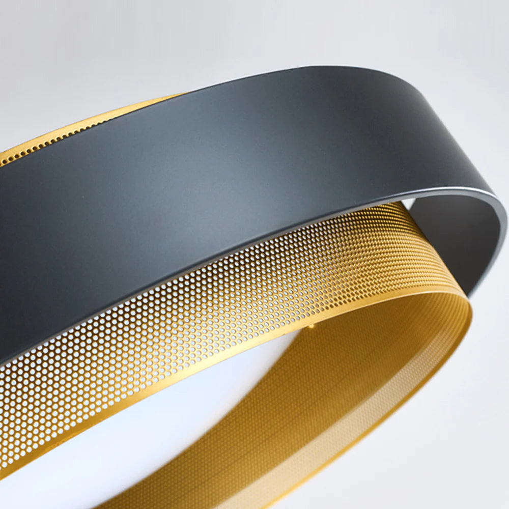 the metal detail of the ceiling lamp