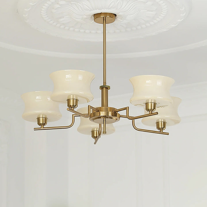 Cream Metal Glass Chandelier 0