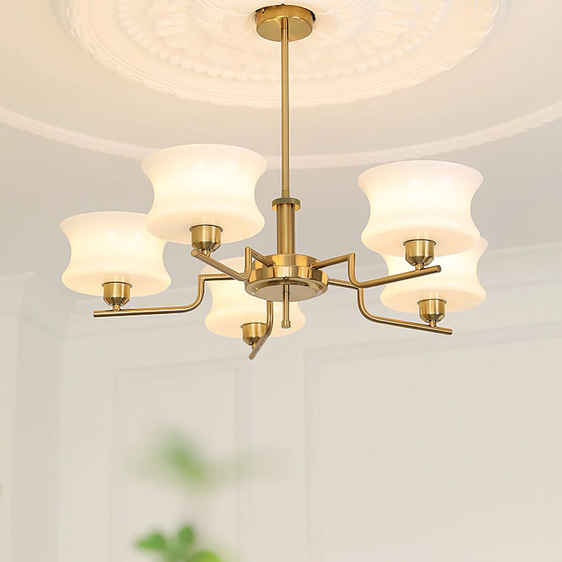 Cream Metal Glass Chandelier