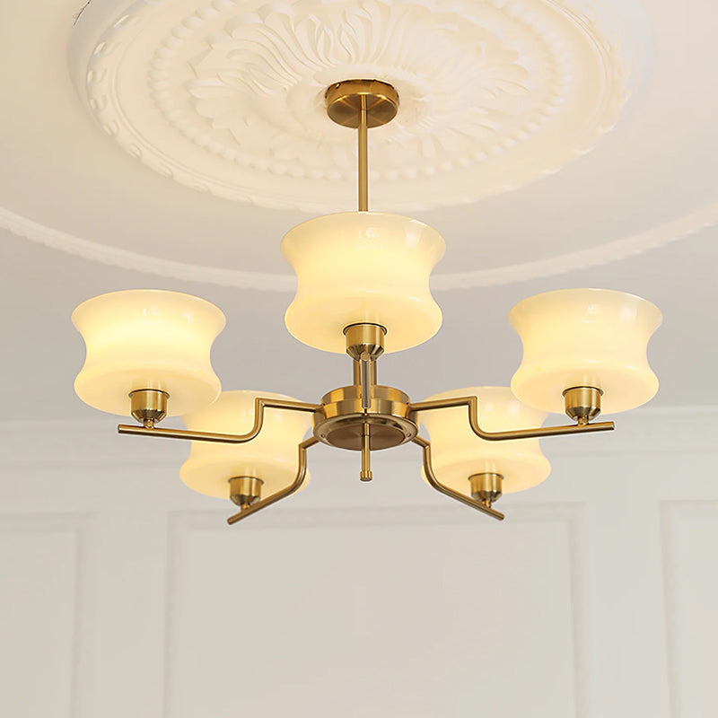 Cream Metal Glass Chandelier