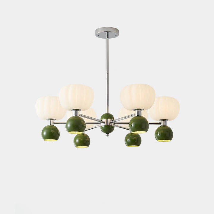 Cream Pumpkin Chandelier Green 6L