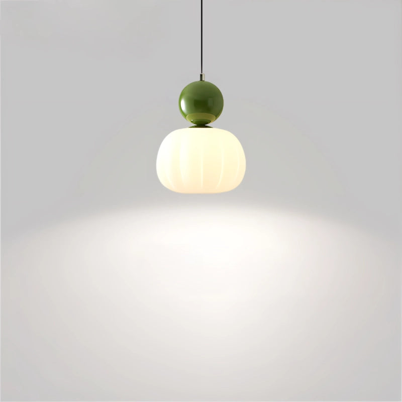 Cream Pumpkin Pendant Light Green