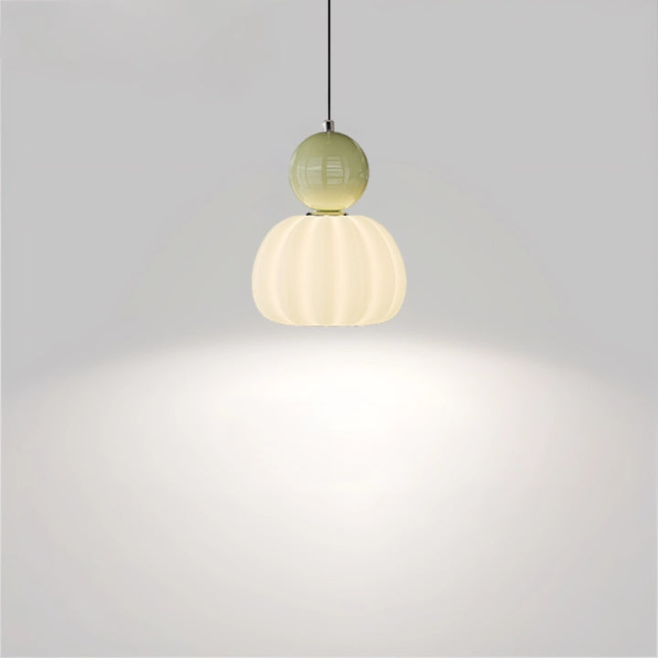 Cream Pumpkin Pendant Light Light Green