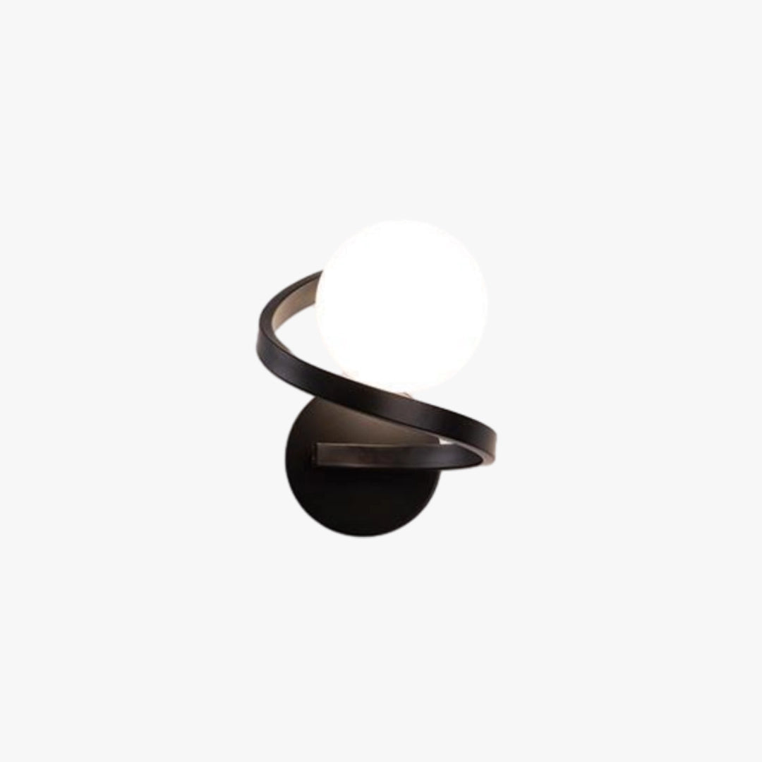 Curved Glass Wall Lamp with black
