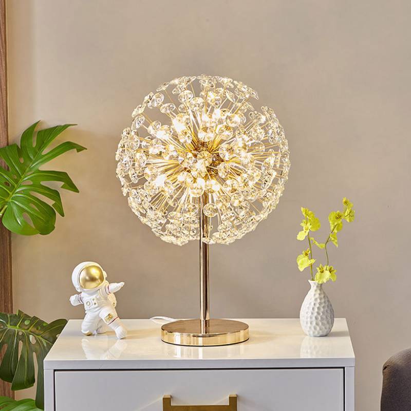 Dandelion Table Lamp with a sculptural design, illuminating a modern living space with elegance.