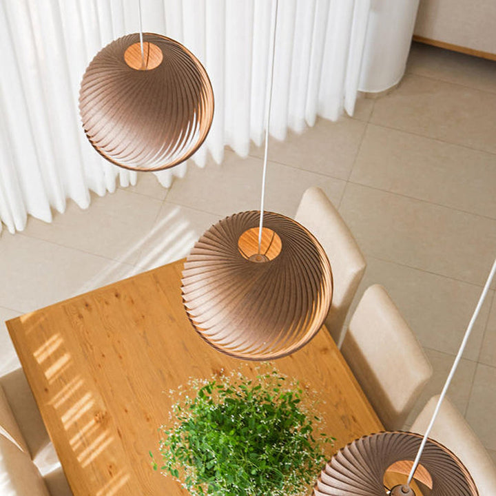 Danish Rotary Wood Pendant Lamp