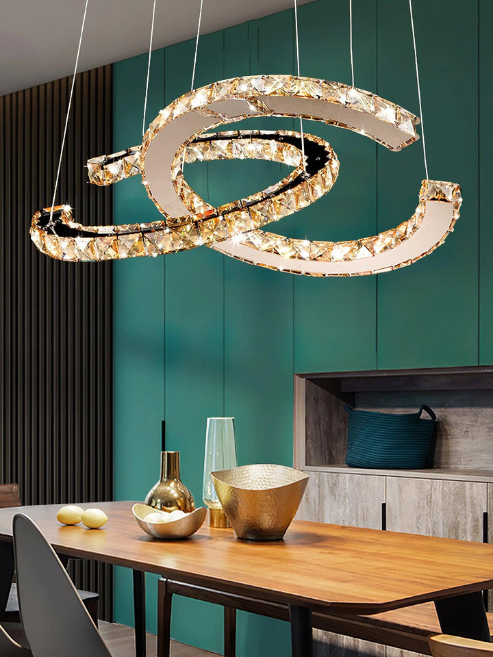 Lustre En Cristal Double C Ouvert