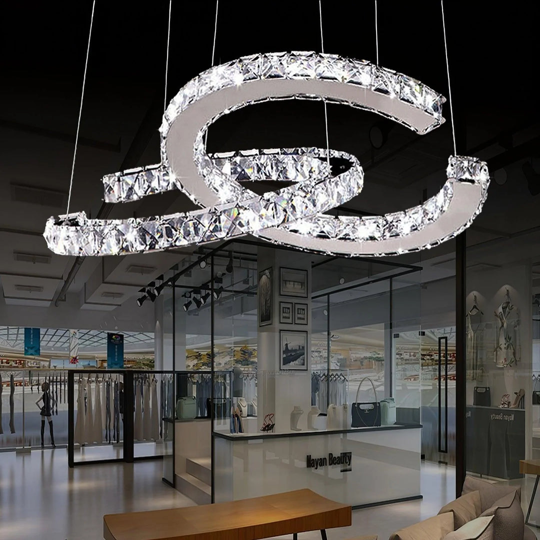 Double C Crystal Chandelier Open