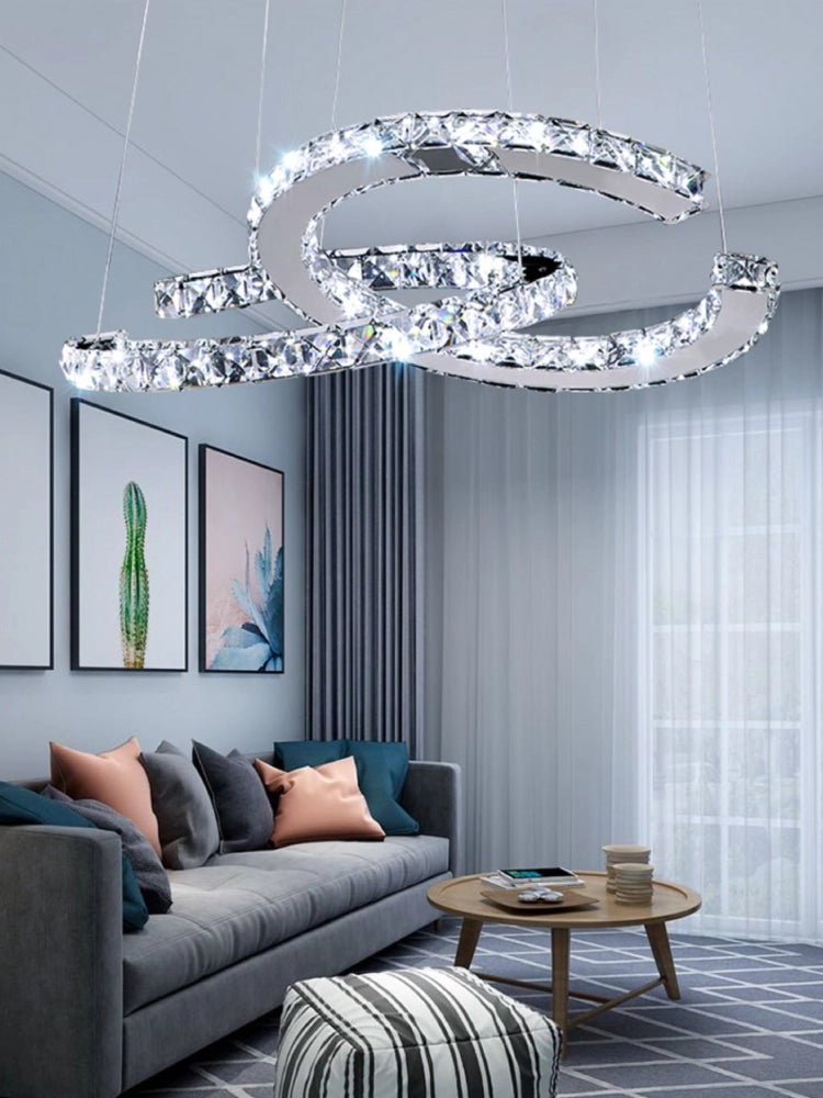 Lustre En Cristal Double C Ouvert