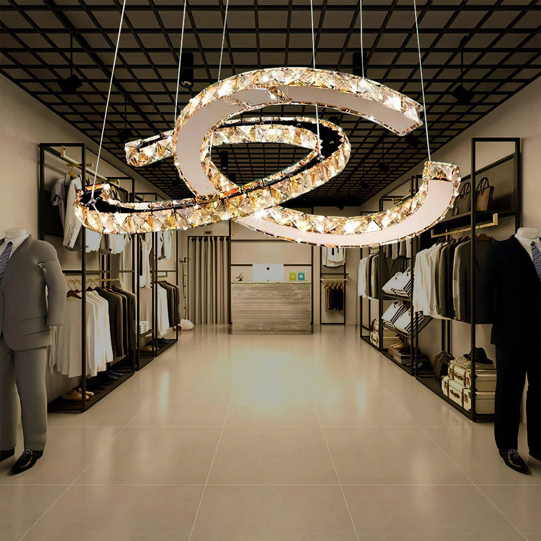 Double C Crystal Chandelier Open