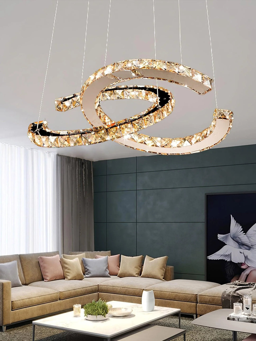 Lustre En Cristal Double C Ouvert