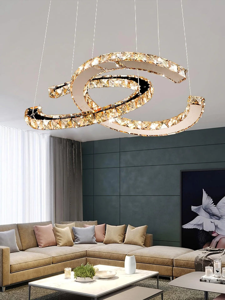 Double C Crystal Chandelier Open