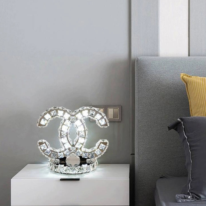 Lampe de table en cristal Double C