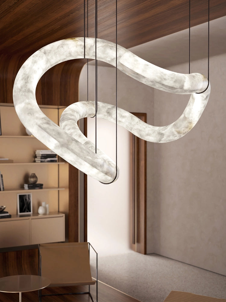 Ethereal Wave Alabaster Chandelier