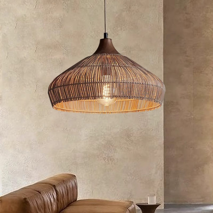 Farmhouse Rattan Pendant Light 8