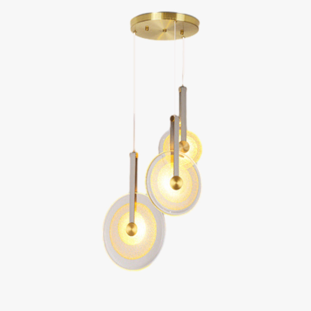 Frosted Gold Disc Pendant Light 3 Heads