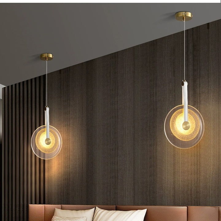 Frosted Gold Disc Pendant Light B