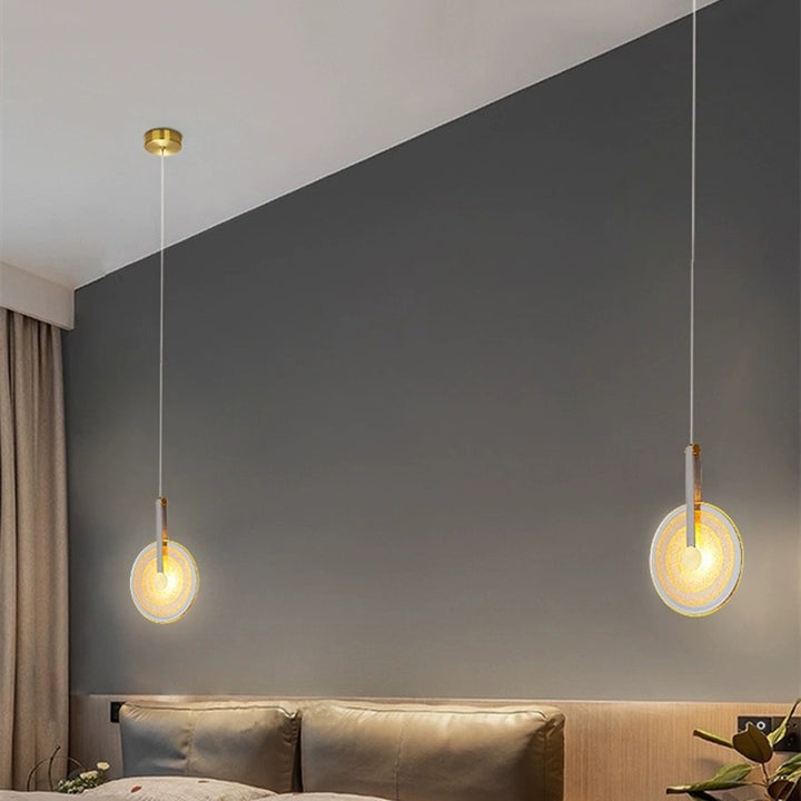 Frosted Gold Disc Pendant Light C