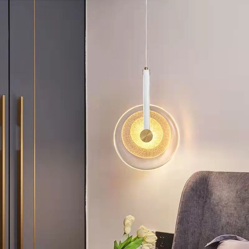 Frosted Gold Disc Pendant Light H