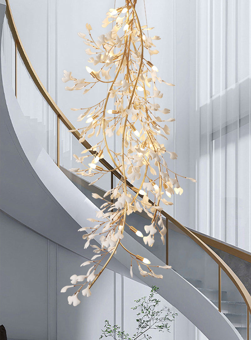 Golden Ginkgo Leaf Chandelier 11