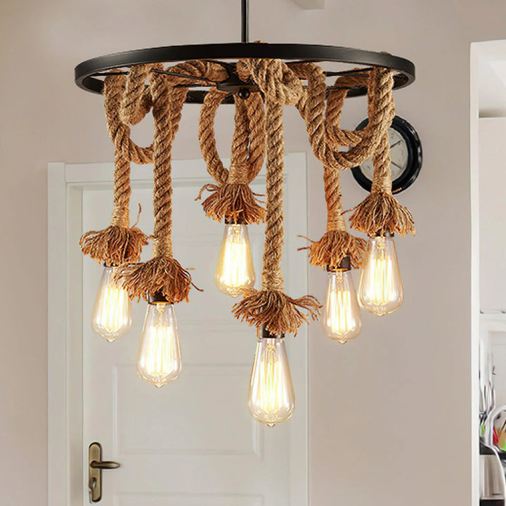 Industrial Vintage Twine Chandelier 11